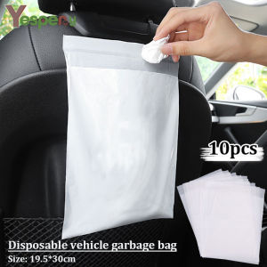YESPERY 10pcs Disposable Garbage Bag Car Trash Bags Paste without Leaving Traces Household Thickened White Trash Pouch Kitchen Storage Garbage Bags