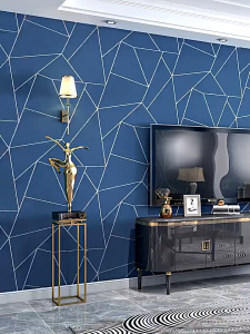 Wallpaper Dinding Aesthetic Ruang Tamu Motif Geometri Bercak Hitam Modern Kamar Tidur