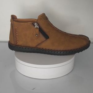 Prikol British Resleting Sepatu Boots Tinggi Pria Keren Kulit Formal Kerja Santai Boot Casual Import Lentur 148