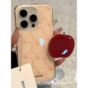 Simple Red Apple Phone Case Stand Compatible with Apple 16Promax Huawei Mate/P70Nova13IMD Xiaomi 17/K80Oppo Reno Honor 300 Women Vivo X