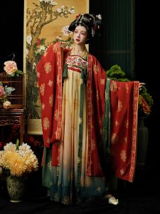 Original Hanfu Womens Clothing Changan Yimeng Tang Dynasty Stitched Revival Chest-Length Sleeve Maxi Skirt Spring Summer Style