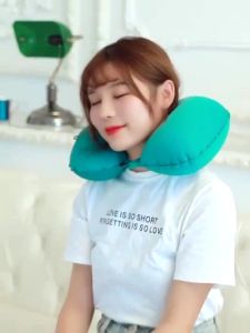 Gối Hơi Kê Cổ Du Lịch Bơm Hơi Tự Động Siêu Nhẹ Hình Chữ U Gối Tựa Cổ Gấp Gọn Bảo Vệ Giấc Ngủ Ngon Cho Văn Phòng Du Lịch