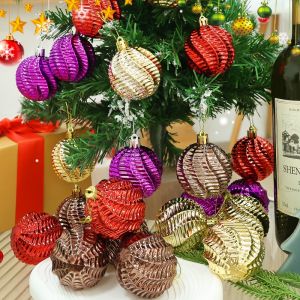 YESPERY 6ชิ้นลูกเกลียวประดับต้นไม้คริสต์มาสแขวนคริสต์มาสงานเลี้ยงปีใหม่จี้ตกแต่งคริสต์มาส