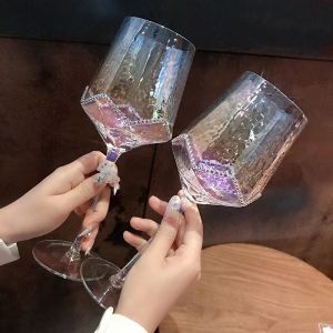 Crystal Dazzle Hammer High-grade Diamond Inlaid Cup Pattern Diamond Wine Glasses Vintage Champagne Flutes Glass Goblets