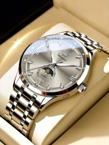 OLEVS | New 2026 Mens Business Watch Automatic Moon Phase Luminescence