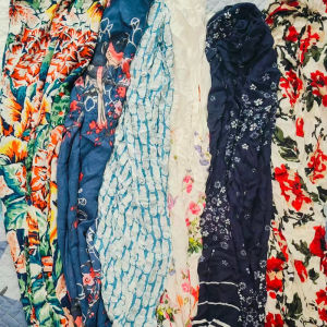 Cotton Linen Bohemian Scarf Floral Printed Lightweight Long Shawl Vintage Fashion