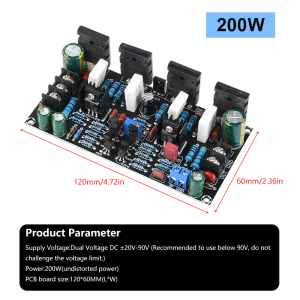 DC 20V-90V 500W 400W 300W 200W Power Amplifier Board 1943+5200 Mono HIFI Paired Tube Post Stage High Power Audio Amplifier Board