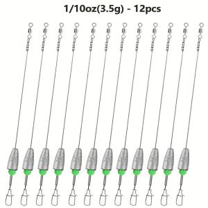 12PCS Carolina Rig Bass Fishing Ready Tied Fishing Leaders with Sinkers Weights Pre Rigged Catfish Bass Carolina Rigs