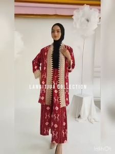YASMIN 01 - SETELAN BATIK WANITA |ONE SET KULOT LAYER DAN CARDIGAN PREMIUM | BAJU LEBARAN 2023