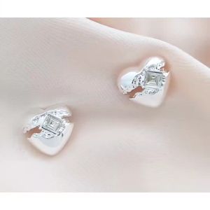 [Hàng mới] (5 cái) Nút áo cúc áo kim loại hình trái tim màu bạc thời trang mới size 18mm F10529B#ssl_accessories