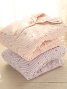 Mien Dao Womens Thickened Cotton Pajamas Set Home Clothes Long Sleeve Warm Sleepwear Autumn Winter Home Comfortable Suit