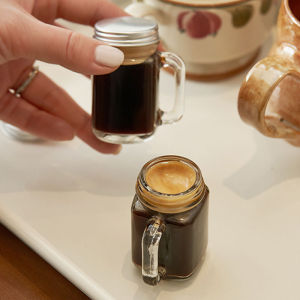 【XZsunflower 】Japanese Mini Coffee Cup Sealed Small Sample Bottle Mini Jar Honey Bottle Sub-Packing Glass Bottle Portable Glass Cup