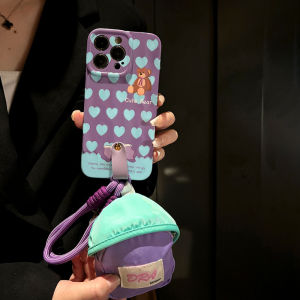 Cute Bear Mushroom Phone Case Strap Crossbody Huawei P70 P60 Art P50E P40 plus P30 Pura70 Ultra Women Hand Rope Small Bag