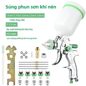 Súng Phun HVLP Có Thể Điều Chỉnh 1.4/1.7/2.0/2.5/3.0mm Máy Phun Khí Nén Không Dây Tỷ Lệ Phun Sương Cao Cấp Liệu Bằng Trọng Lực Cho Nhà DIY Sơn