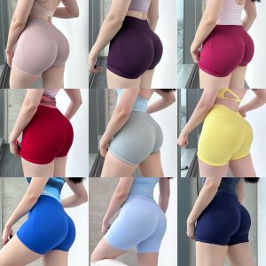 Womens Yoga Shorts Breathable Moisture Wicking Ultra Elastic Three-quarter Length Knitted Sports Shorts Fitness Training Pants