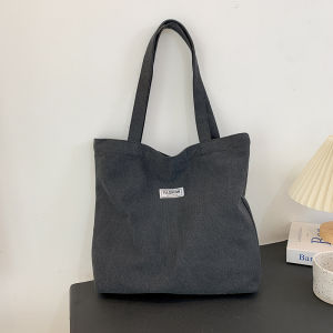 Thickened Black Canvas Bag Zipper Commuter Handbag Womens Style 2025 New Autumn Winter Single Shoulder Artistic Tote Bag
