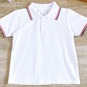 Kids Light Blue School Uniform Polo Shirt Boys Short Sleeve Tops Summer Childrens Primary School Students Girl Business Attire Kindergarten Suit