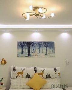 YHLAMP Ceiling Light Chandelier For Living Room Chandelier Modern Design Light Curved Tube Lamp Living Room Chandelier Creative Light Luxury Chandelier Simple Lamp LED Ceiling Vintage Ceiling Lights Iron Black Ceiling Lamp