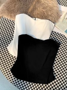 Summer Fishbone Small Strap Vest Womens Outerwear Wrap Chest Spicy Girl Tube Top One-Shoulder Anti-Light Shoulder Baring Top