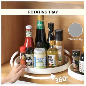 Ready Stock Anti Slip Rotating Tray 360 Rotatable Kitchen Cabinet Organizer Seasoning Condiment Spice Rack Bottle Kitchenware Storage Toilet Shampoo Putar Dulang Rak Putar Pusing Display Sos Botol Meja Masak Dapur