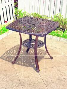 โต๊ะลานกลางแจ้งอลูมิเนียมอัลลอยด์ พร้อมรูสำหรับร่ม ขนาดเล็ก มีให้เลือกทั้งแบบกลมและสี่เหลี่ยม ทนสนิม เหมาะสำหรับใช้บนระเบียงและสวน