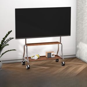 Stainless Steel TV Stand Floor Mounted Mobile with Wheels Living Room Bedroom Universal Gift Box Decoration Art Push Cart
