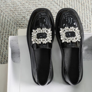 French Style Soft Leather Flat Bottom Shoes Womens Autumn British Style Black Comfortable Flats Fashionable Single Shoes