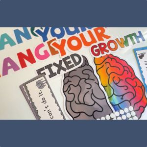 Growth Mindset Educational Poster Positive Sayings Classroom Bulletin Board Decor For Wall Teacher Student Inspire Motivate Young Children for Elementary and Middle School Nursery Bedroom Nursery - Included 50PCS Glue Points