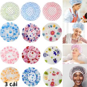 Bộ 3 Mũ Tắm Tái Sử Dụng Chống Thấm Nước Dành Cho Tóc Dài Nhiều Màu Sắc Dùng Trong Nhà Bếp Phòng Tắm Chống Khói Bếp Vệ Sinh Làm Đẹp Dành Cho Người Lớn