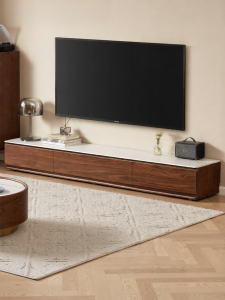 YUANSHI YUANSU | Living Room Small Household Walnut Wood Storage TV Cabinet
