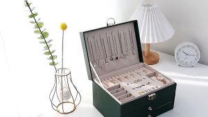 SG Homepeas® Jewellery Box Large Capacity Leather Necklace Earring Storage Organizer With Lock