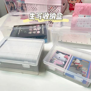 Transparent Storage Box for Cards And Postcards Dustproof Rectangle Desktop Organizer Box Simplistic Korean Style Plastic Box