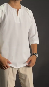 Casual Lelaki Top Shirt Kurta Raya For Men’s V Neck ¾ Sleeves Kurta Pocket / Kurta Raya 2024