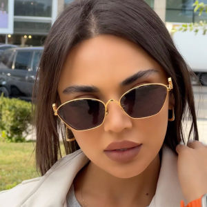 JN IMPRESSION Nhỏ mới khung kim loại nút Trung Quốc yếu tố trang trí kính mát cho thời trang nam và nữ UV400 kính mát
