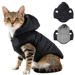 Waterproof Pet Cat Hoodie Jacket For Small Medium Cats Winter Warm Fleece Kitten Costume with D-ring Sphynx Coat Pug Clothes