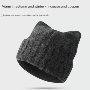 Cat Ear Beanie Winter Hat Warm Knitted Cap with Windproof Thickened Design Cute Autumn Winter Warm Accessories for Women Girls