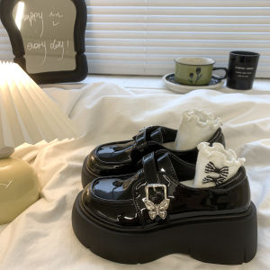 รองเท้าแตะส้นหนาสำหรับผู้หญิง รองเท้าแตะส้นหนาพื้นหนา พื้นยาง ทรงหัวมน ส้นสูง รองเท้าแตะแบบสวม สไตล์ย้อนยุคสากล