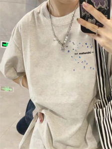 Summer Pure Cotton Trendy Brand Letter Short Sleeve T-Shirt Womens New Hot Design Loose Half Sleeve Top Korean Style round Neck