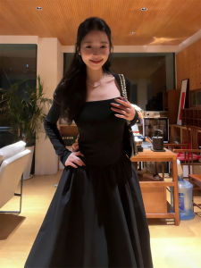 SUHUIQIAN | French Style Hepburn Autumn Winter Elegant High Waist Dress Long