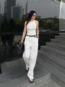 VJISHA Quality Cotton Loose Wide-Leg Casual Pants Extended Version High Waist Slimming Pear-Shaped Versatile Womens Trousers