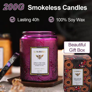 200G Scented Candles with Box Soy Wax Scented Candles for Home Souvenirs Giveaways Relaxing Smoke-free Air Purification Long-lasting Candle Scented Home Fragrance Gift Set Candles for Altar Christmas Mothers Thanksgiving Day Wedding Birthday Party