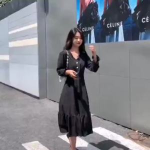 [5.1 Ten Thousand People Praise ]2025 New Hepburn Style French White Long Sleeve Dress for Women Waist-Cinching Elegant and Slimming Mid-Length Fairy Dress