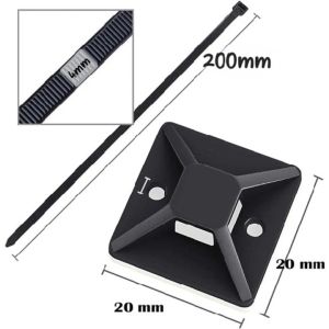 Bộ 50 Kẹp Và Dây Rút Cố Định Dây Điện - Cáp Tự Dính Không Đục Lỗ Gắn Tường / Xe Hơi / Văn Phòng