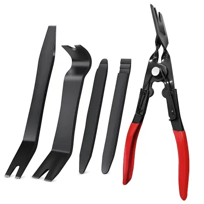2 Options 5pcs Car Clip Pliers Tool Panel Clip Pliers Auto Trim Removal Tool Kit Auto Retainer Clip Trim Rivet Removal Tool