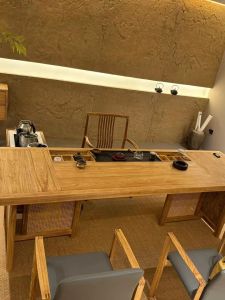 [3M Customization] New Chinese Style Black Walnut Ash Wood Silent Wind Table-Chair Set Solid Wood Office Tea Table