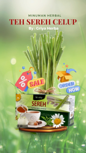 Teh Herbal Sereh Menurunkan kadar kolesterol dan Menjaga kesehatan jantung Halal BPOM isi 20 Kantong