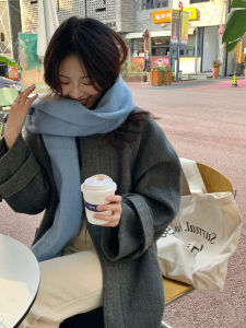 Thickened Winter Scarf for Men and Women Stylish Korean INS Retro Tassel Shoulder Wrap Fashionable Couple Neck Warmer