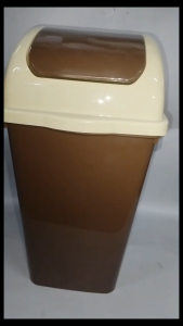 BROWN TRASH BIN WITH SWING LID/ BASURAHAN/ GARBAGE BIN/ PLASTIC DUST BIN/ RECYCLE BIN/ TRASH CAN/ HOUSEHOLD BIN