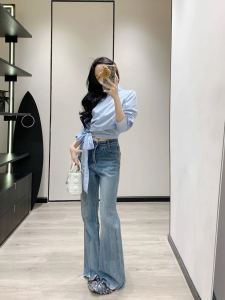 [In Stock] Leathercat Shirt Womens Top Fall New Arrival French Waist-Tight Slim Looking Elegant Short Shirt