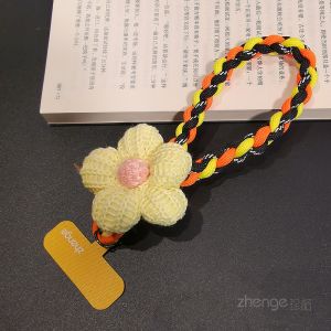 สายรัดข้อมือโทรศัพท์แบบถักสีบล็อกพร้อมหัวเข็มขัดแบบถักสี่เส้น สายรัดข้อมือแบบถักยาวสำหรับผู้หญิง กระเป๋าใส่โทรศัพท์แบบสะพายไหล่แบบพกพาสำหรับกลางแจ้ง